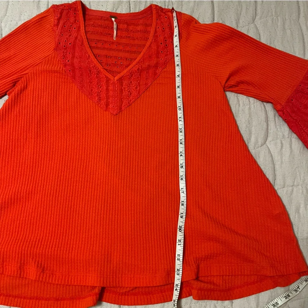 Free People Red Parisian Nights Flowy Long Sleeve Top